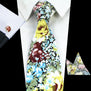 RBOCOTT New Design 8cm Cotton Tie Set Floral Ties Handkerchief And Cufflinks Business Wedding Party Printing Neck Ties For Men