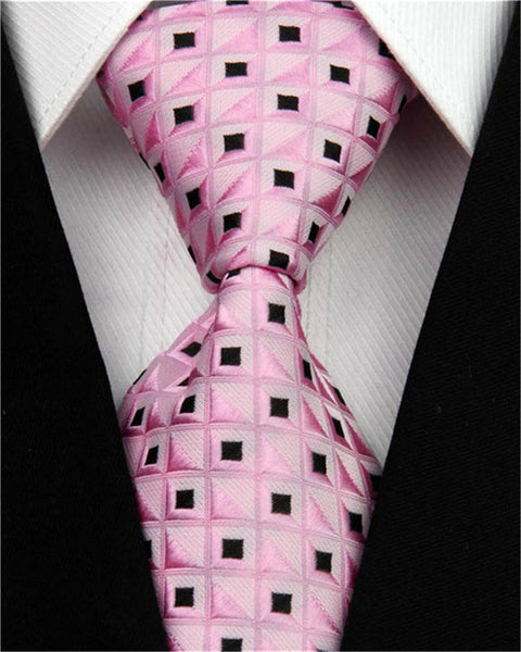 Fashion Mens Accessories Check Pattern Business Silk Tie Geometric Jacquard Woven Necktie for Men 3"/7.5cm