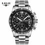 Brand LIGE 2017 new men's watches quartz watch men real three dial luminous waterproof 30M outdoor sports steel watch