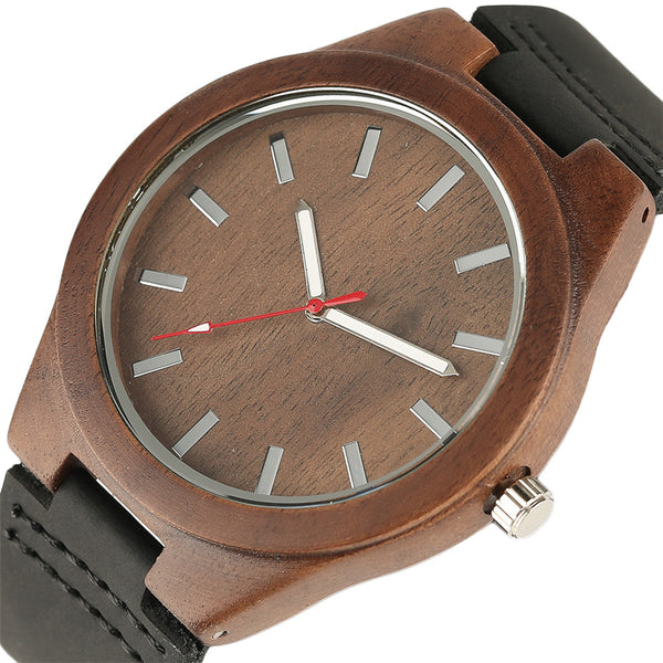 Simple Minimalist Nature Wood Quartz Wristwatch Men Women Novel Bamboo Modern Creative Watches Genuine Leather Strap Relogio