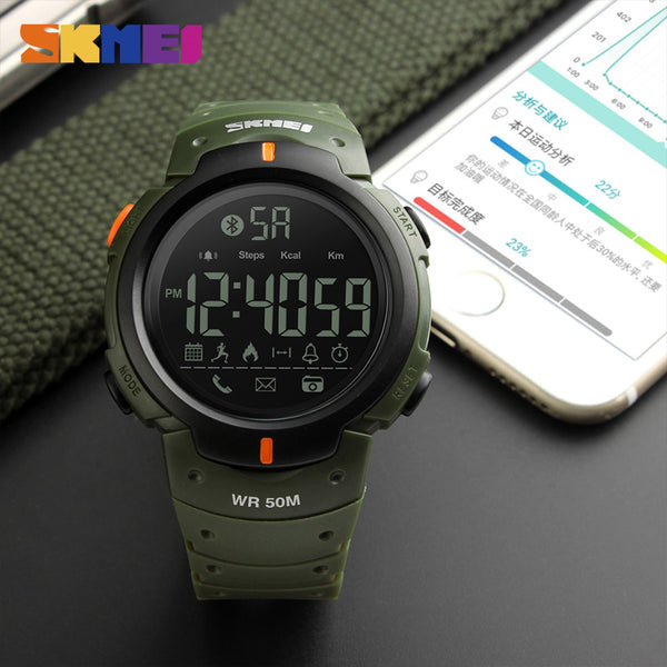 SKMEI Fashion Smart Watch Men Calorie Pedometer Bluetooth Watches Remote Camera Waterproof Wristwatches Clock Relogio Masculino