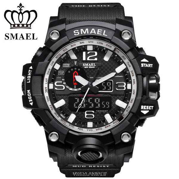 SMAEL Men Fashion S Shock Wristwatch Reloj Business Outdoor Sports Digital Watch LED Display Quartz Multi-functional Clock 1545