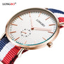 LONGBO Brand Fashion Lovers Watch For Men 41mm Dial Simple NATO Nylon Braided Waterproof Unisex Quartz Wrist Watches Women 80255