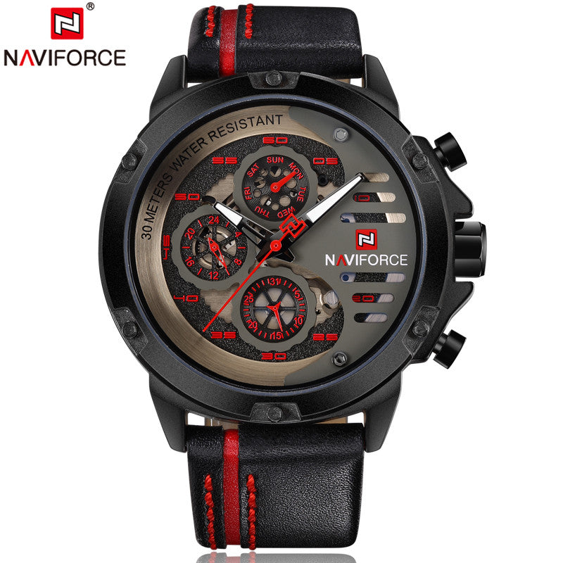Mens Watches Top Brand Luxury Brand NAVIFORCE Casual Quartz Watch Men Leather Sport Wristwatches Waterproof Relogio Masculino