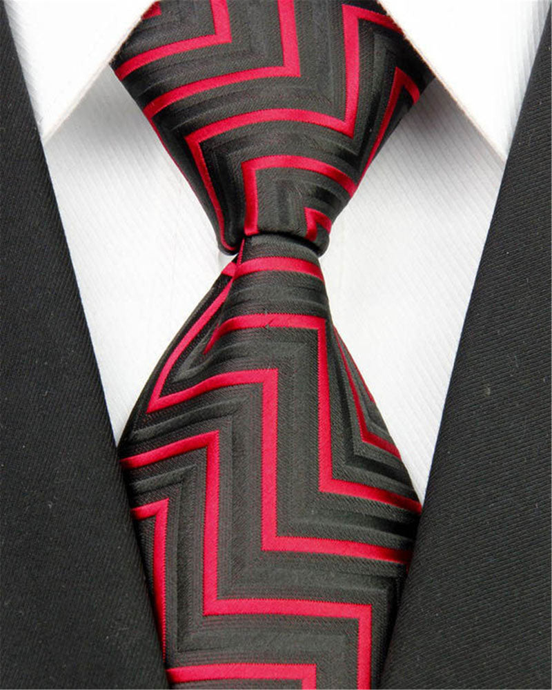 Wide Gravatas Mens Accessories Silk Tie Necktie for Men Striped Geometric Business Wedding Suit Jacquard Blue Red Ties 4