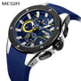 Megir New Fashion Big Dial Chronograph Watch Men Luxury Top Brand Quartz Military Student Sport Watch Silicone Men's Wristwatch