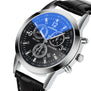 Faux Leather Mens Blue Ray Glass Watch Women Business Style Stainless Steel Dial Quartz Wrist Watches Relogio Masculino #LH