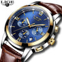 2017 LIGE Men sports Watches Male Fashion Business quartz-watch Men Leather Waterproof Clock Man Auto Date Multifunction Watches