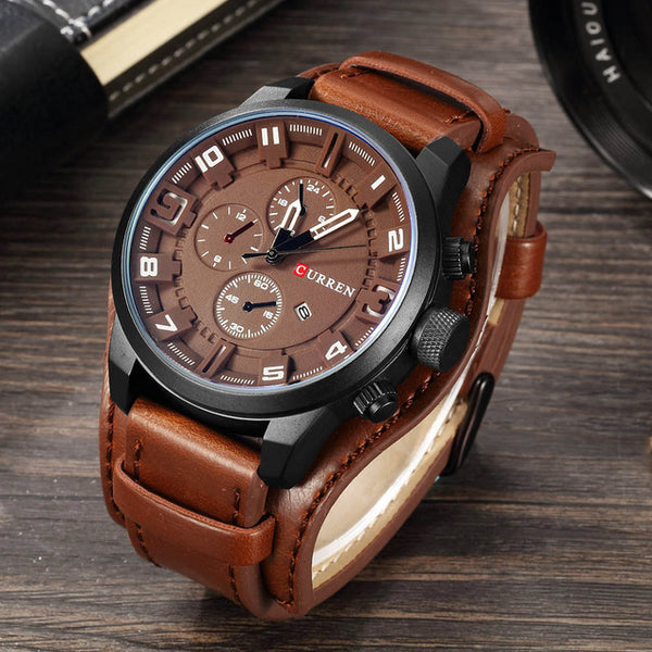 Relogio Masculino Mens Watches Top Brand Luxury Leather Strap Waterproof Sport Men Quartz Watch Military Male Clock Curren 8225