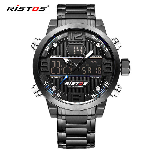 Digital Quartz Watch Men Outdoor Sport Luxury Brand RISTOS Fashion Waterproof Display LED Analog Wristwatches montre homme