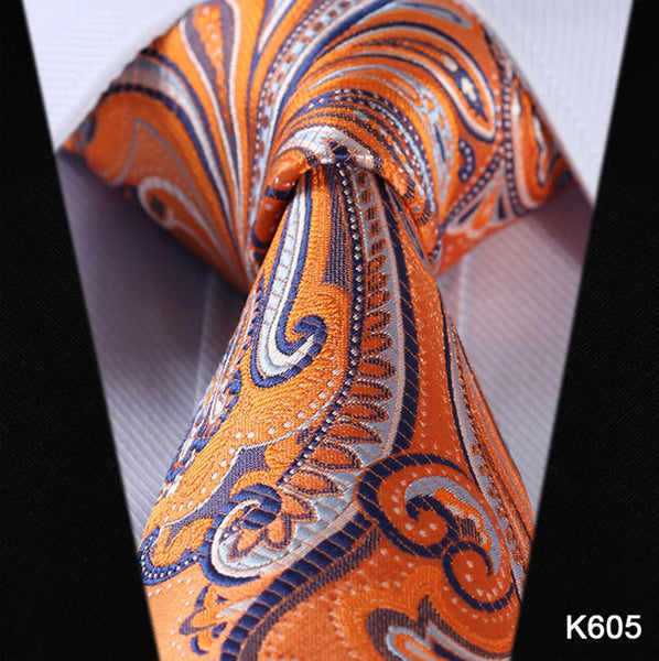 TF2005B8 Blue Floral Paisley 3.4" 100% Silk Jacquard Woven Classic Man's Tie Necktie