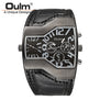 Oulm Top Luxury Brand Men Quartz Watches Double Time Show Snake Band Casual Male Sports Watches Clock Hours relogio masculino