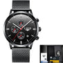 LIGE Watches Men Luxury Brand Chronograph Men Sports black Watches Waterproof Full Steel Quartz Wristwatches Relogio Masculino
