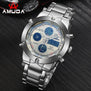 Watches Men Luxury Brand AMUDA Sports Military Watches Dual Time Quartz Analog Digital LED Steel Strap Wristwatches