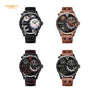 EYKI Men Watches Super Stereoscopic Big Dial Two Time Zone Leather Sport Watch Male Waterproof Luminous Clock Relogio Masculino