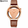 GEEKTHINK Hollow Quartz Watch Women Luxury Brand Gold Ladies Casual Dress Leather Strap Clock Female Girls Trending