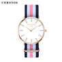 Luxury Brand CHRONOS Rose Gold Silver Men Women Watches Leather Nylon Quartz Wrist Watch Unisex Clock Relogio Masculino Feminino