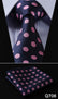 Pocket Square Classic Party Wedding Dot Striped 3.4" Silk Fashion Wedding Mens Extra Long Tie XL Necktie Handkerchief Set #Q7