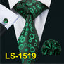 LS-822 Mens Tie Black Paisley 100% Silk Classic Barry.Wang Tie Hanky Cufflinks Set For Men Formal Wedding Party Groom Hot Sell