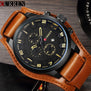 2018 Curren Mens Watches Top Brand Luxury Brown Leather Strap Quartz Watch Men Military Sport Waterproof Clock Relogio Masculino