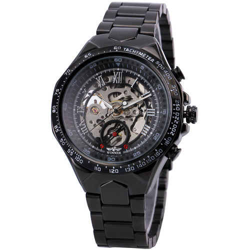 2017 WINNER Men Gold Watches Automatic Mechanical Watch Male Skeleton Wristwatch Stainless Steel Band Luxury Brand Sports Design