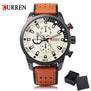 CURREN 8250 Sport Men Quartz Watch Fashion Simple Relogio Masculino Men Military Watches Genuine Leather Clock Men Wristwatch