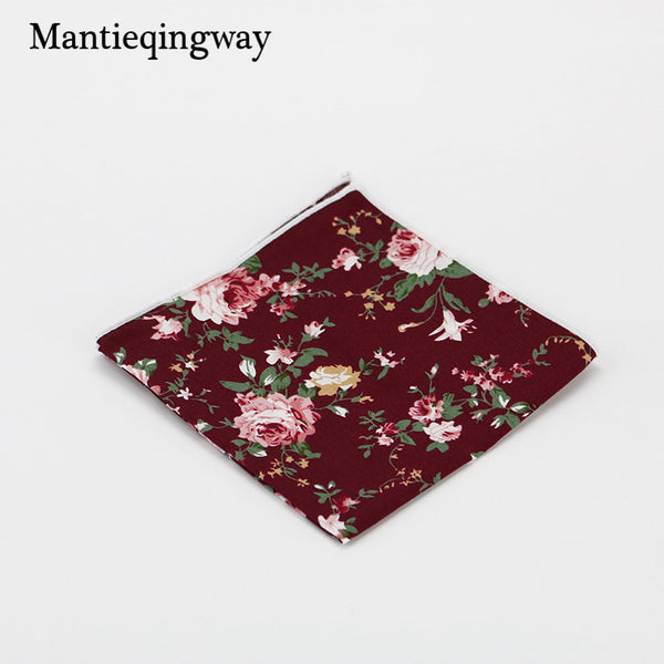 Mantieqingway Style Wedding Party Paisley & Floral Pocket Square for Mens Suit Cotton Blue & Red Handkerchiefs 24cm Chest Towel