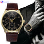 Men's Watch Retro Design Leather Band Analog Alloy Quartz Wrist Watch Business Style Man Male Clock Dress Watches montre homme